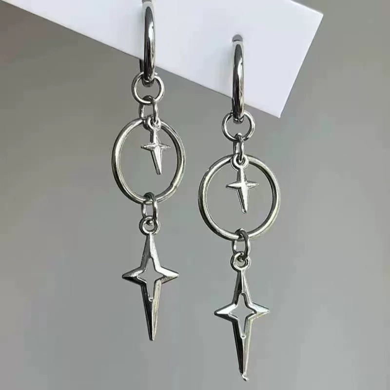 Women'S Accessories In The 90S - 개인화된 펑크 크로스 스타 펜던트 귀걸이