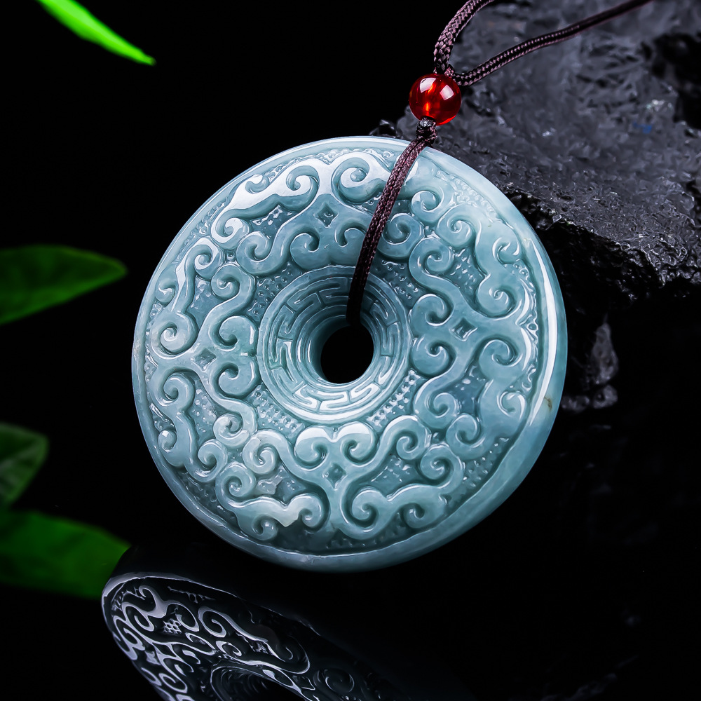 Women Accessories To Gift - 천연 버마산 경옥 꽃 펜던트 목걸이