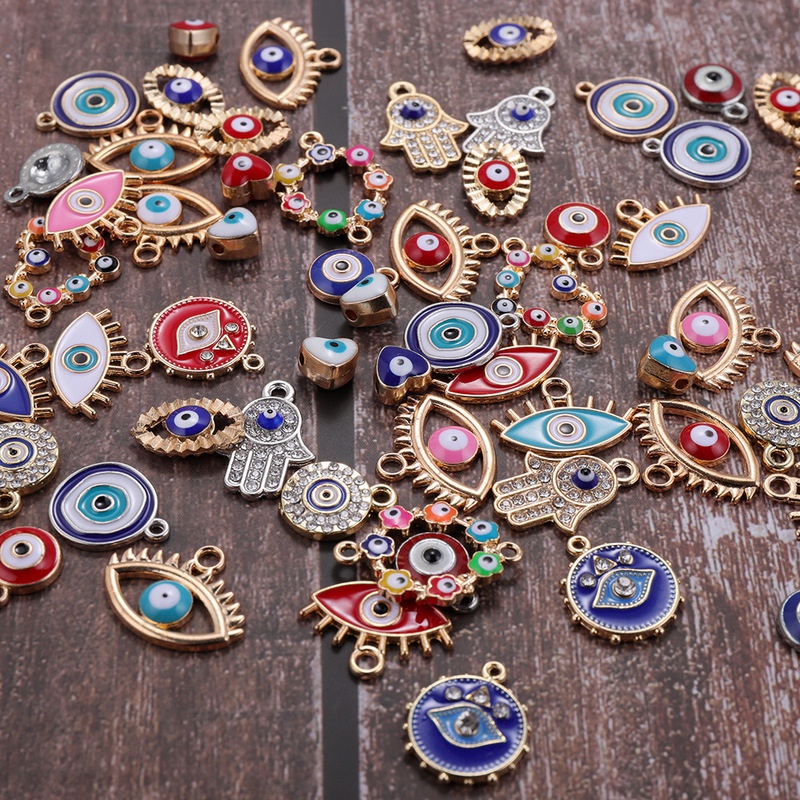 Evil Eye Bracelet - 30개 혼합 합금 컬러 에나멜 라인스톤