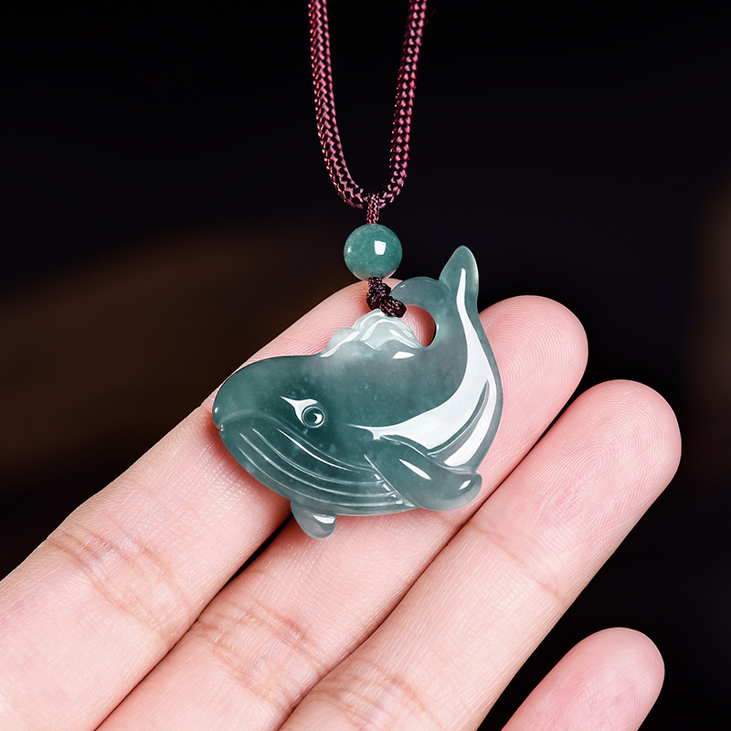 Women Accessories To Gift - 천연 버마산 비취 고래 펜던트 목걸이