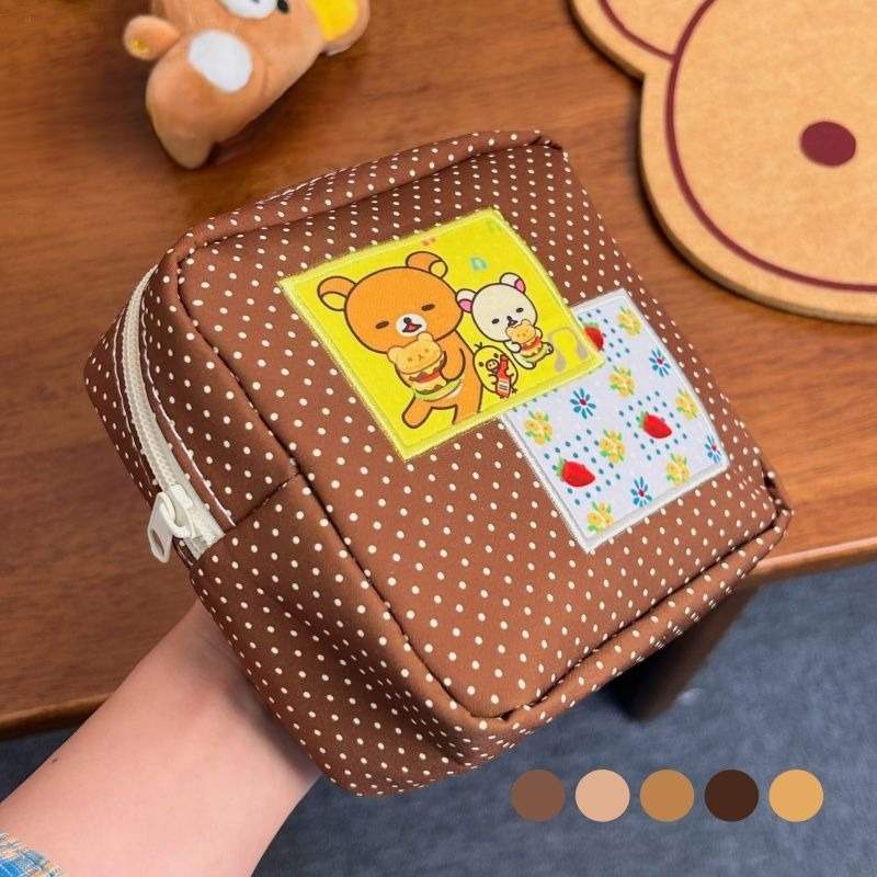 Women'S Vanity Accessories - 카와이 리락쿠마 브라운 폴카 도트 화장품