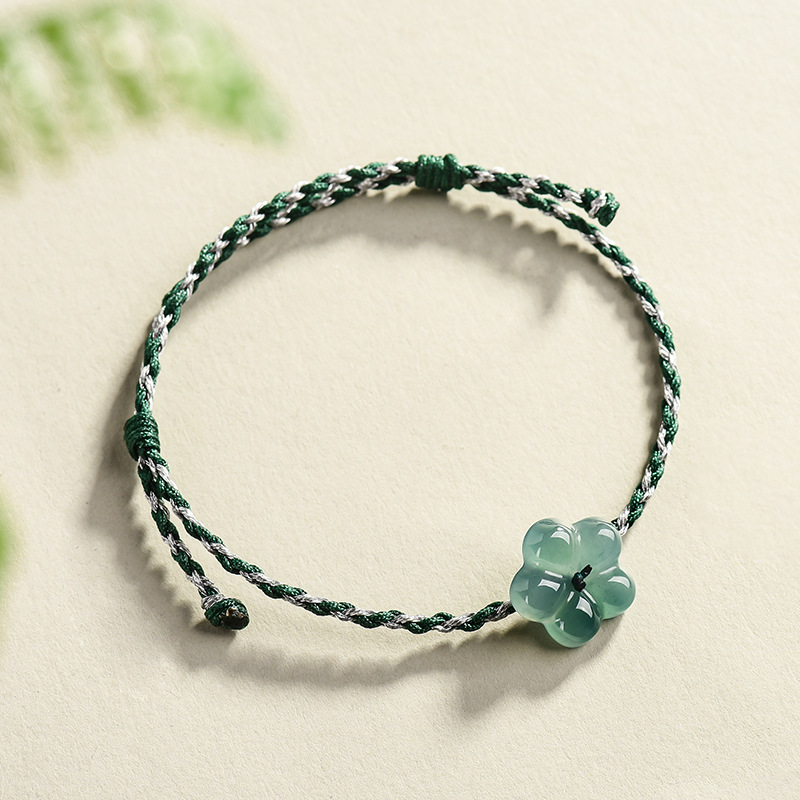 Women Accessories To Gift - 버마산 경옥 꽃 팔찌 천연 옥
