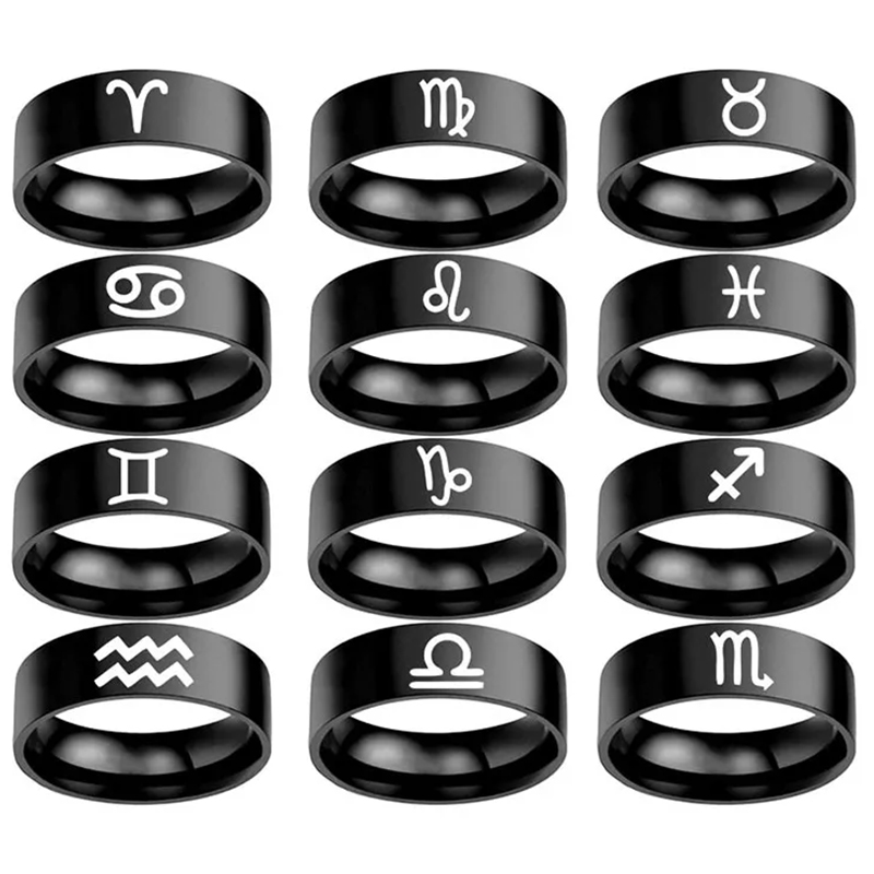 12 별자리 반지 스테인리스 스틸 올드 잉글리시 운세  - Women Accessories Name In English 리뷰 및 가격