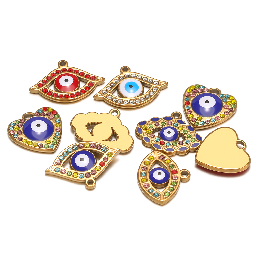 4개 스테인레스 스틸 클래식 에나멜 악마의 눈 참 골드 - Evil Eye Bracelet 리뷰 및 가격