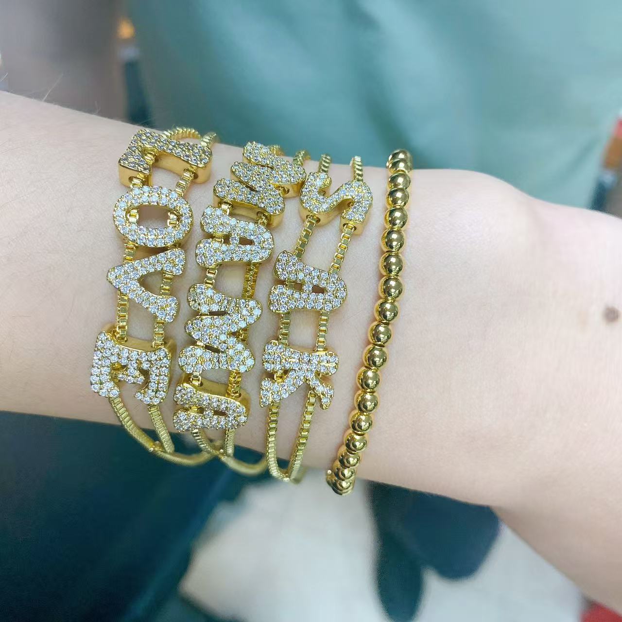 영어로 된 26개의 글자가 있는 세련된 금 DIY 이름 - Women Accessories Name In English 리뷰 및 가격