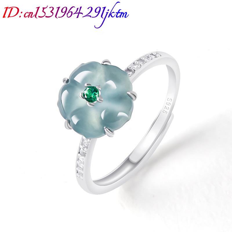 블루 버마산 경옥 꽃 반지 925 실버 천연 버마산 경 - Women Accessories To Gift 리뷰 및 가격