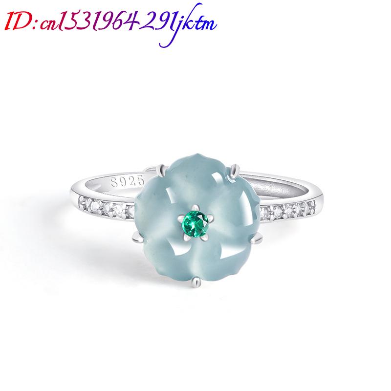 블루 버마산 경옥 꽃 반지 925 실버 천연 버마산 경 - Women Accessories To Gift 리뷰 및 가격