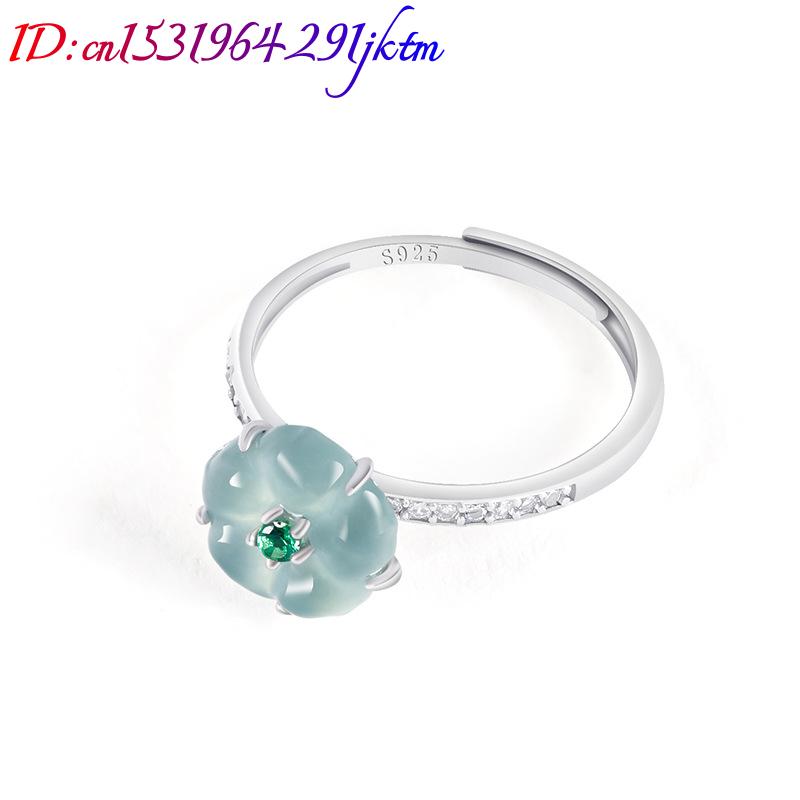 블루 버마산 경옥 꽃 반지 925 실버 천연 버마산 경 - Women Accessories To Gift 리뷰 및 가격