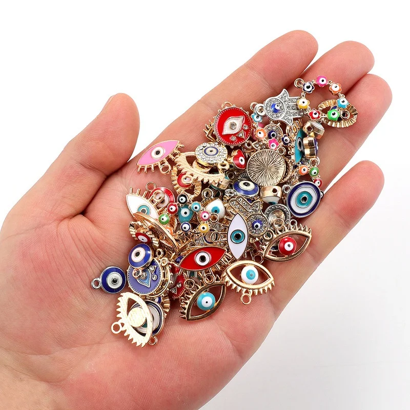 30개 혼합 합금 컬러 에나멜 라인스톤 다이아몬드 악마 - Evil Eye Bracelet 리뷰 및 가격