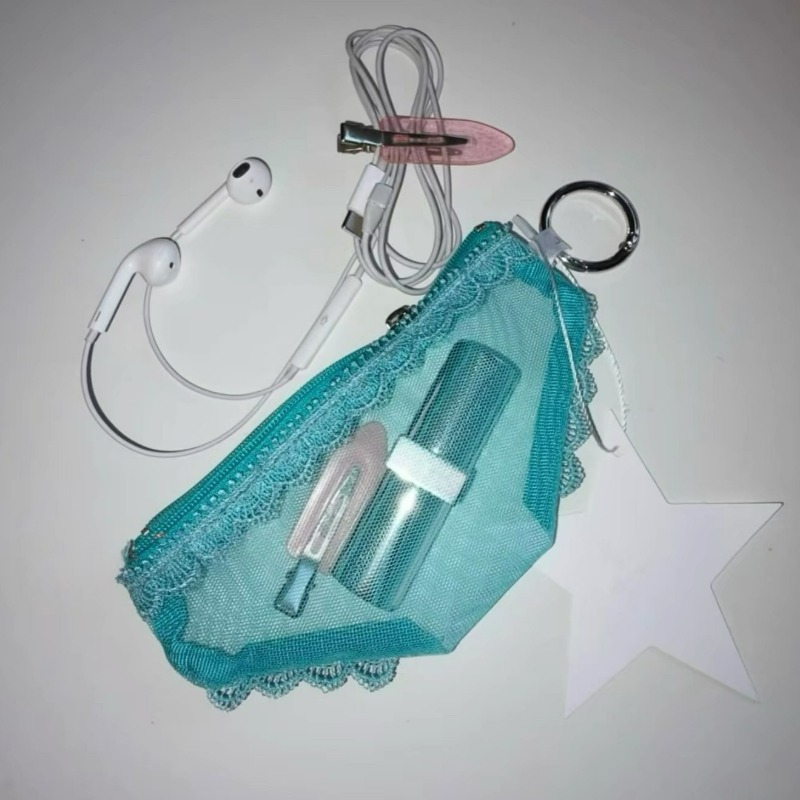 레이스 트림 메이크업 수납 파우치 헤드폰 화장품 지퍼  - Women Accessories Clearance 리뷰 및 가격