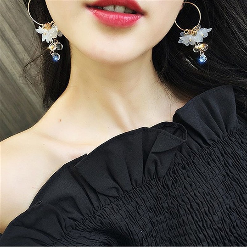 여성용 지르콘 화이트 플라워 드롭 귀걸이, 한국 패션  - Women'S Accessories Trends 2026 리뷰 및 가격