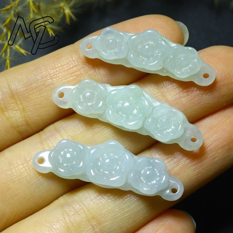 1pc 천연 경옥 에메랄드 꽃 핸드 카드 DIY 액세서 - Women Accessories To Gift 리뷰 및 가격