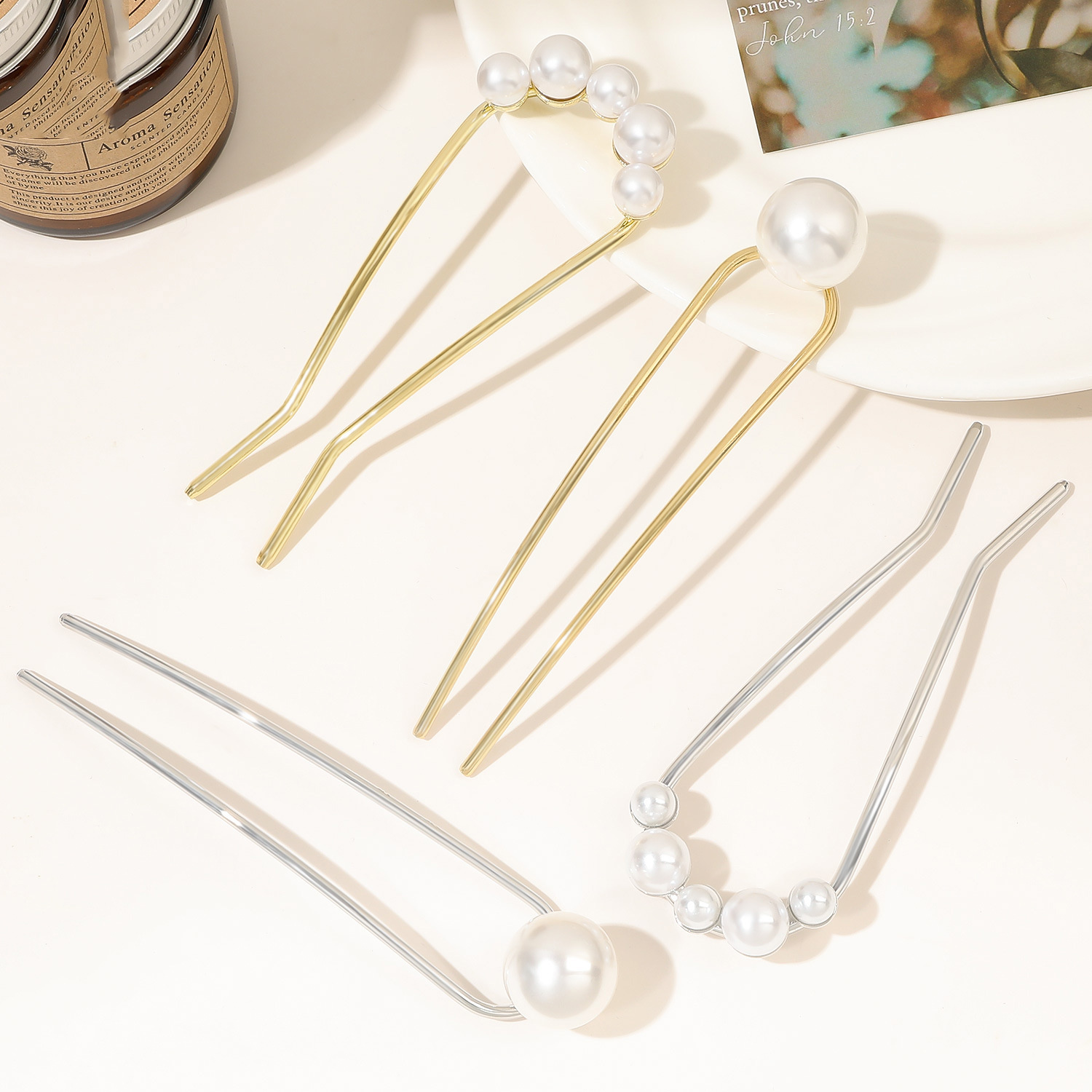 새로운 메탈 빈티지 U자형 헤어핀 진주 헤어 스틱 롱  - Pearl Hair Pin 리뷰 및 가격