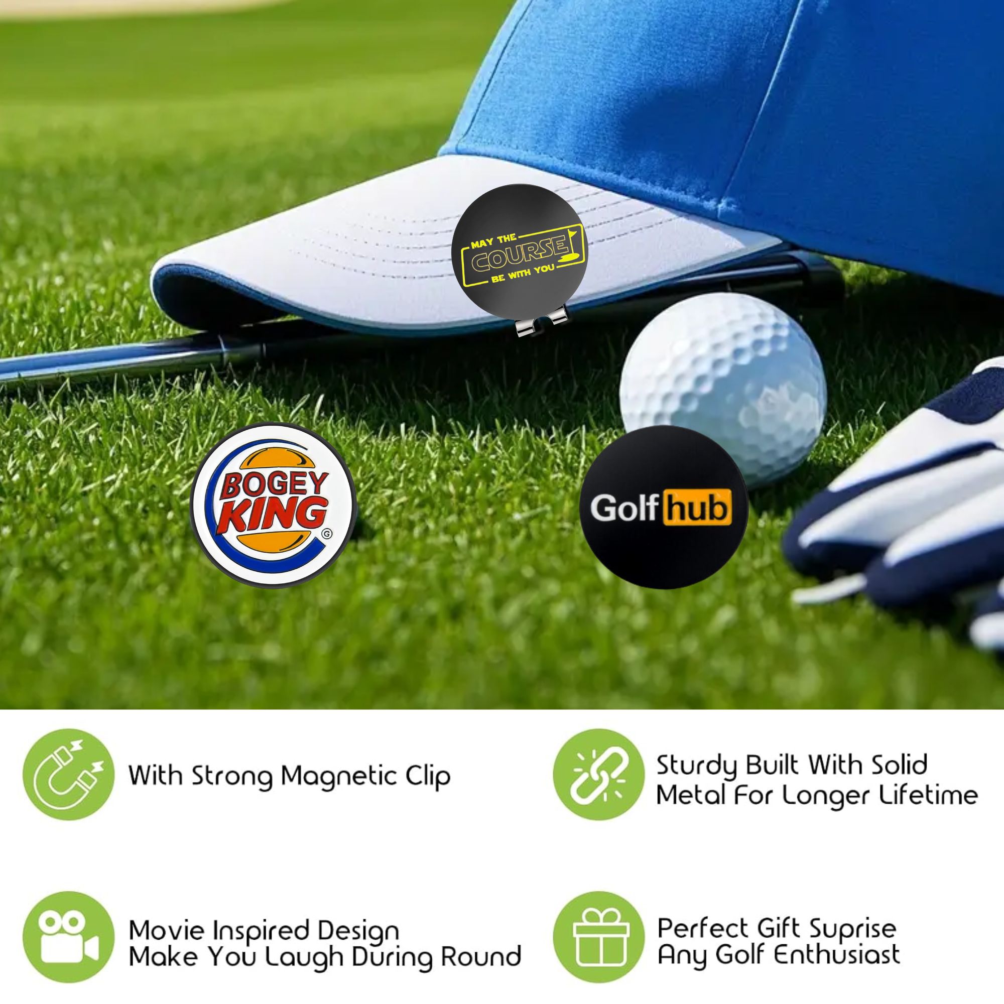 3개의 재미있는 골프 볼 마커와 표준 자석 모자 클립이 - Women'S Golf Accessories 리뷰 및 가격