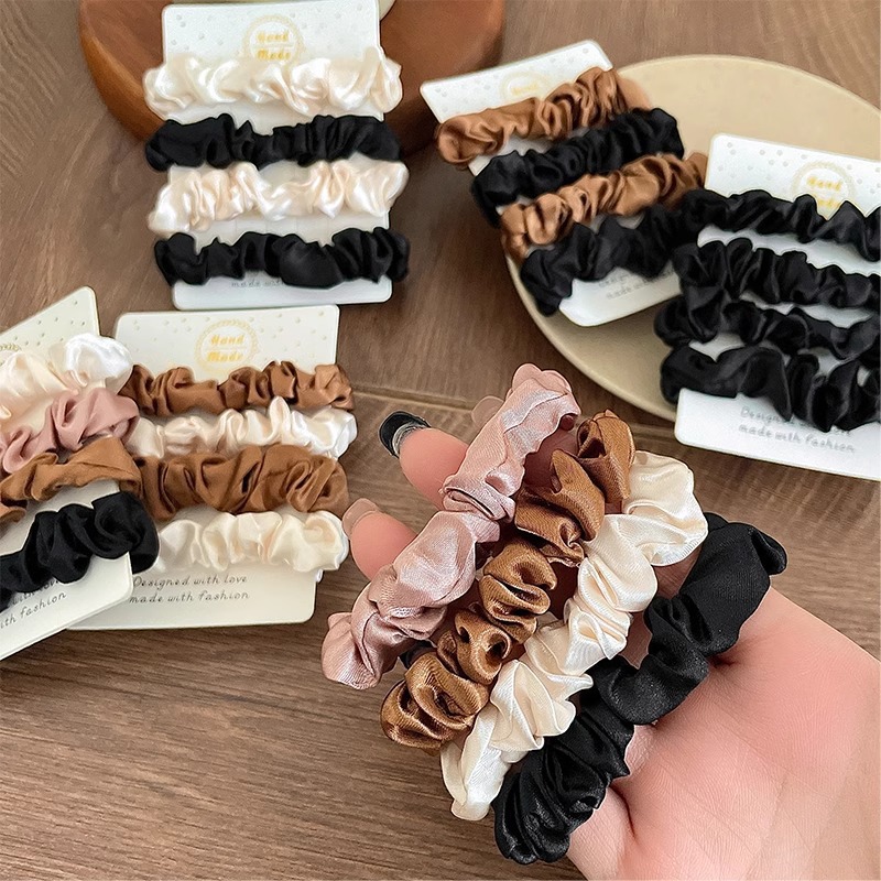 단색 새틴 실크 헤어 스크런치 여성용, 심플한 탄성 헤 - Accessories Brand For Women 리뷰 및 가격