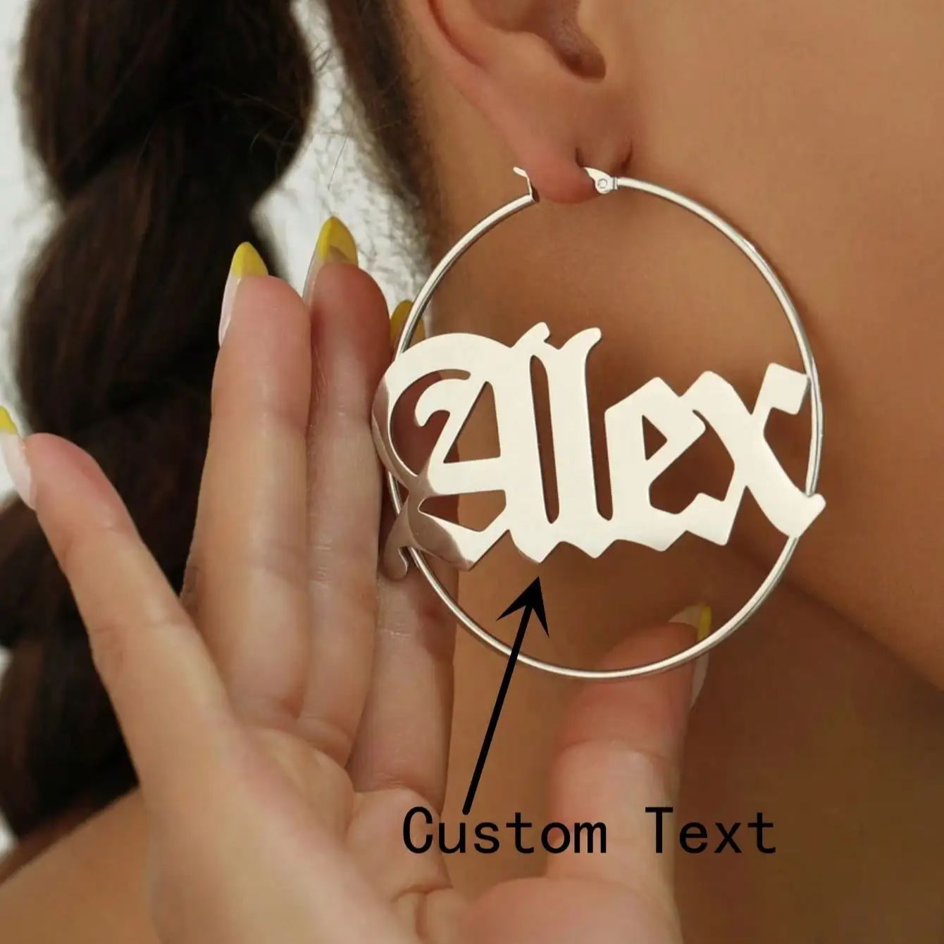 여성을위한 사용자 정의 올드 영어 이름 후프 귀걸이 고 - Women Accessories Name In English 리뷰 및 가격
