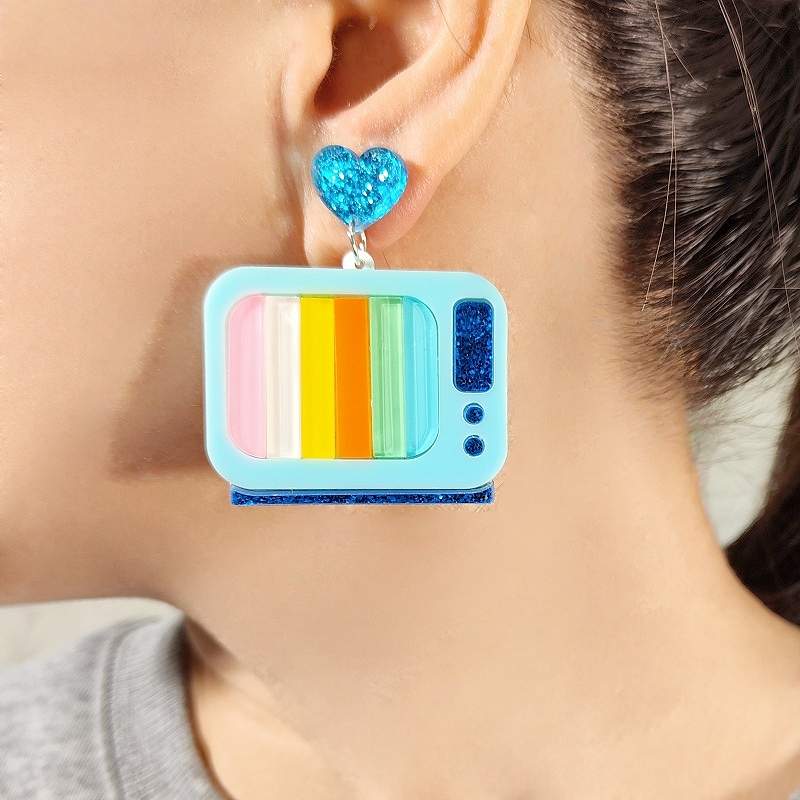 KUGUYS 아크릴 90년대 여성용 텔레비전 귀걸이 빈 - Women'S Accessories In The 90S 리뷰 및 가격