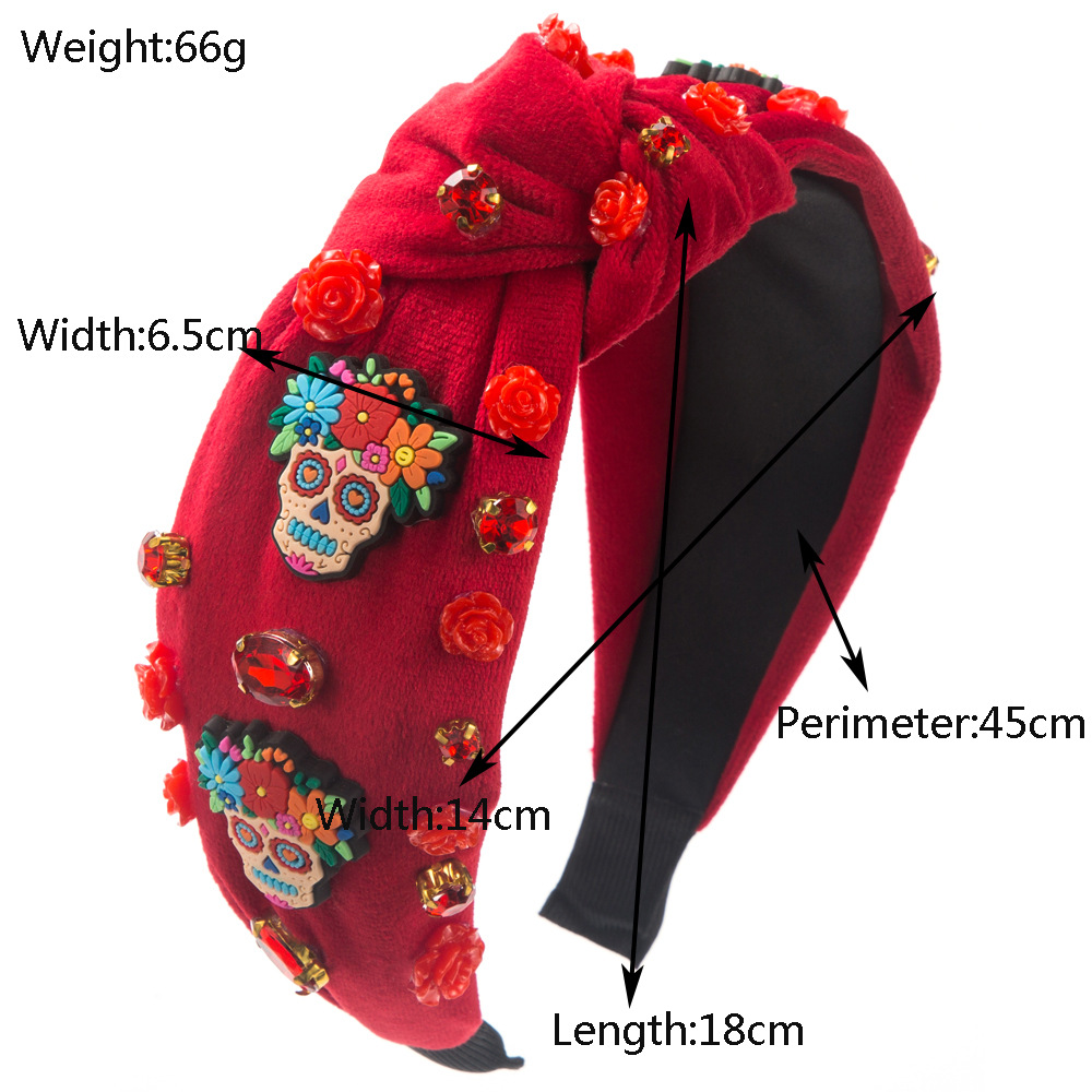 새로운 할로윈 머리띠 플란넬 만화 해골 입체 장미 창의 - Women'S Accessories Flannels 리뷰 및 가격