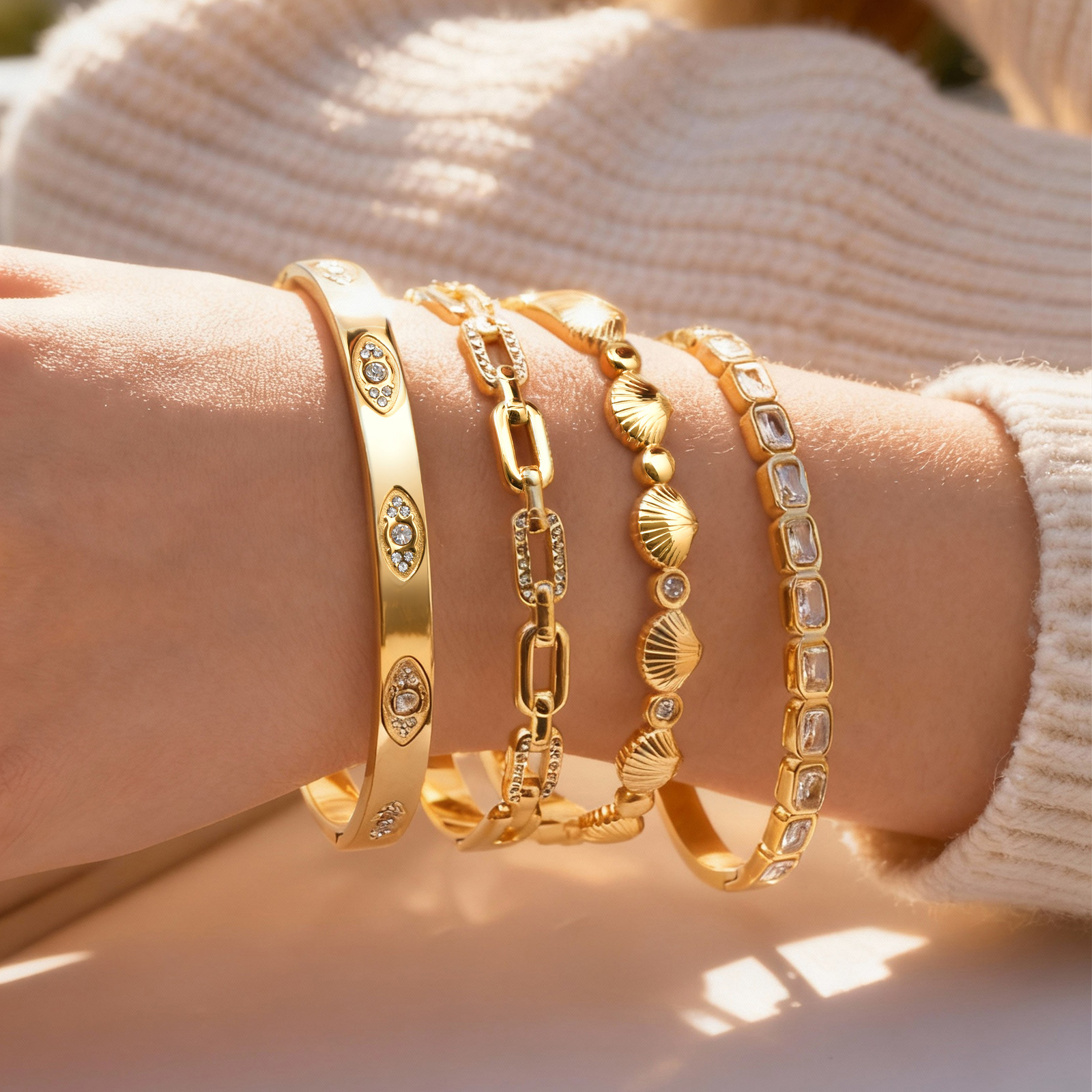 여성용 14K 금도금 팔찌 선물, 카드 팔찌, 플랫 할 - Evil Eye Bracelet 리뷰 및 가격