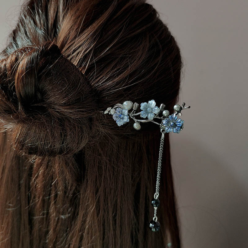 클래식 헤어 스틱 젓가락 잉크 컬러 꽃 금속 프린지 헤 - Pearl Hair Pin 리뷰 및 가격